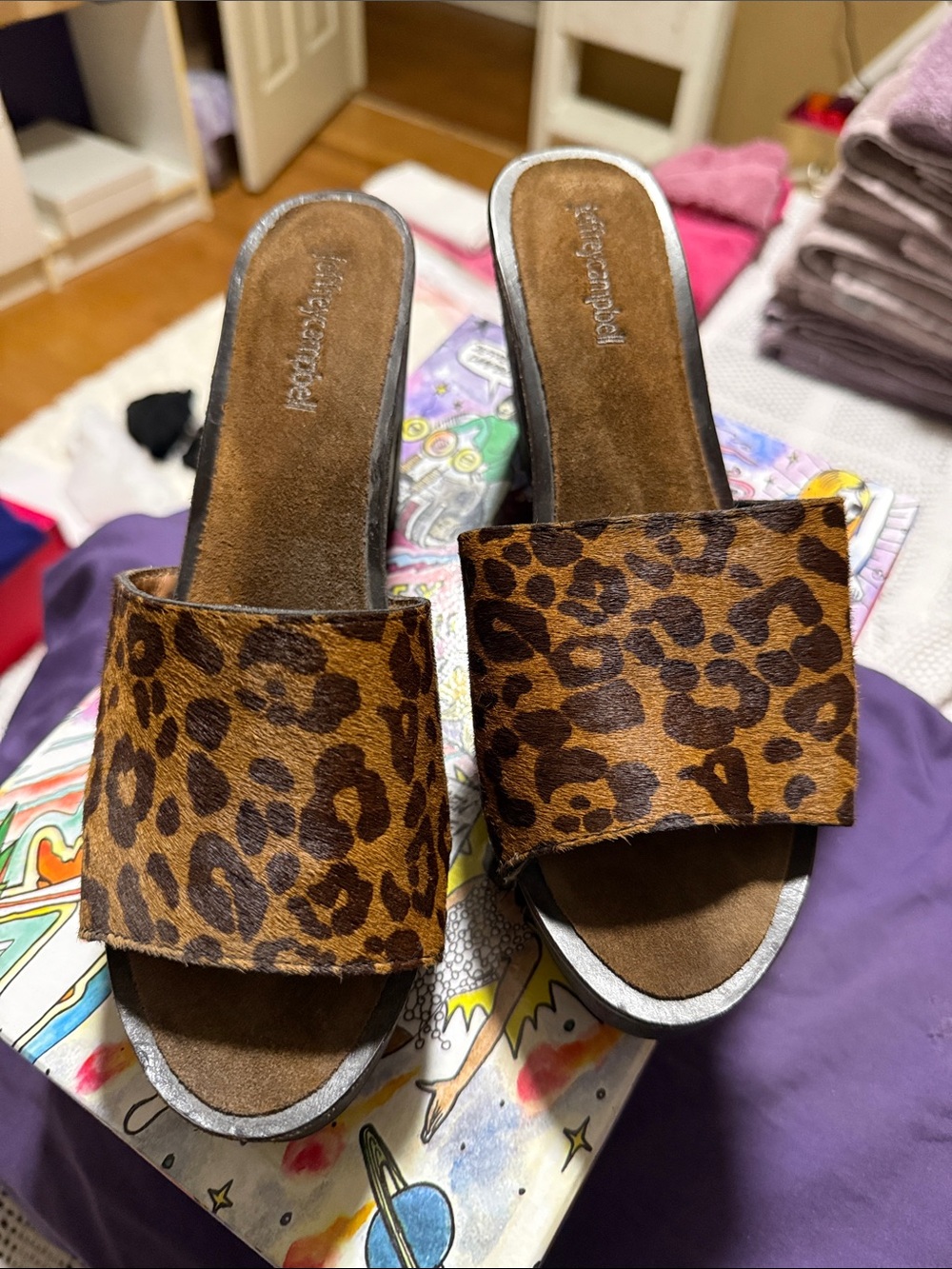 Jeffrey Campbell Leopard-Print Slide Sandals - size 9